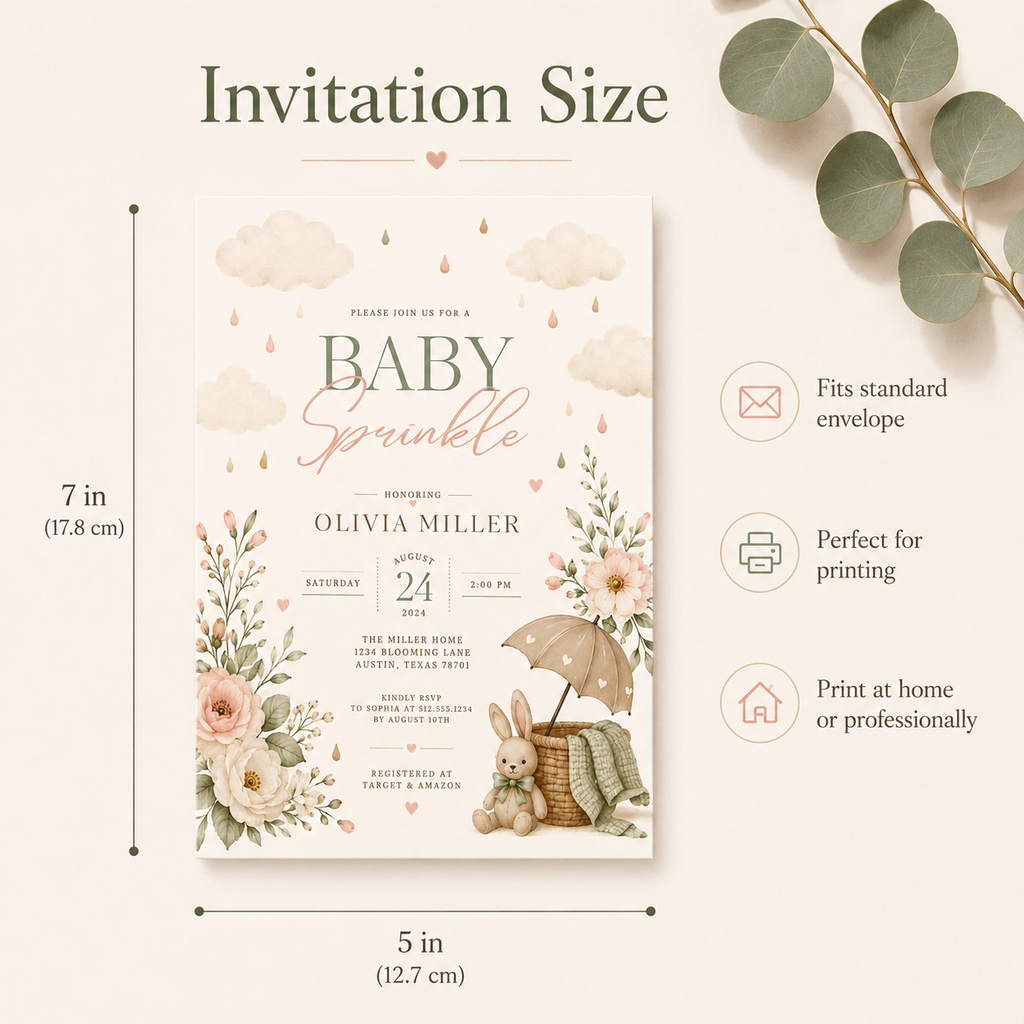 Baby Sprinkle Invitation — Whimsical Blush