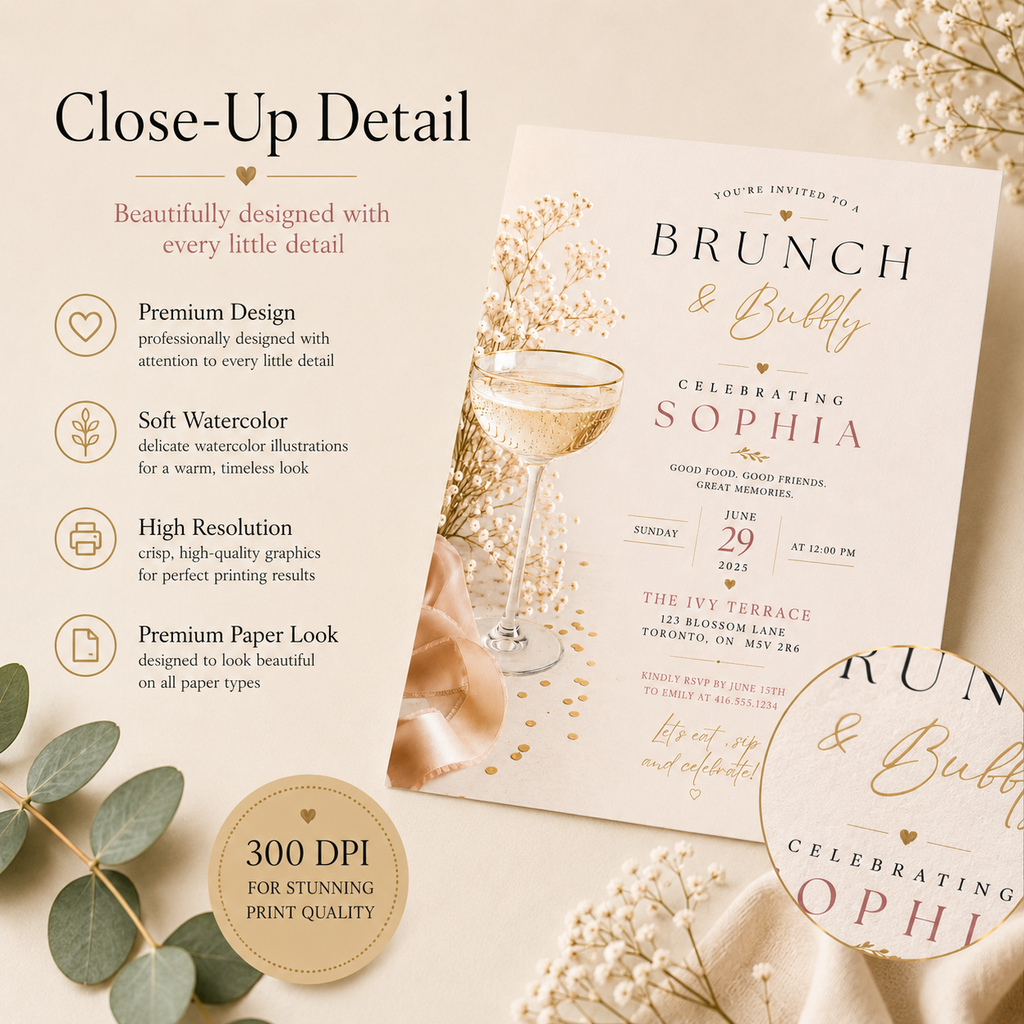 Brunch and Bubbly Invitation Template