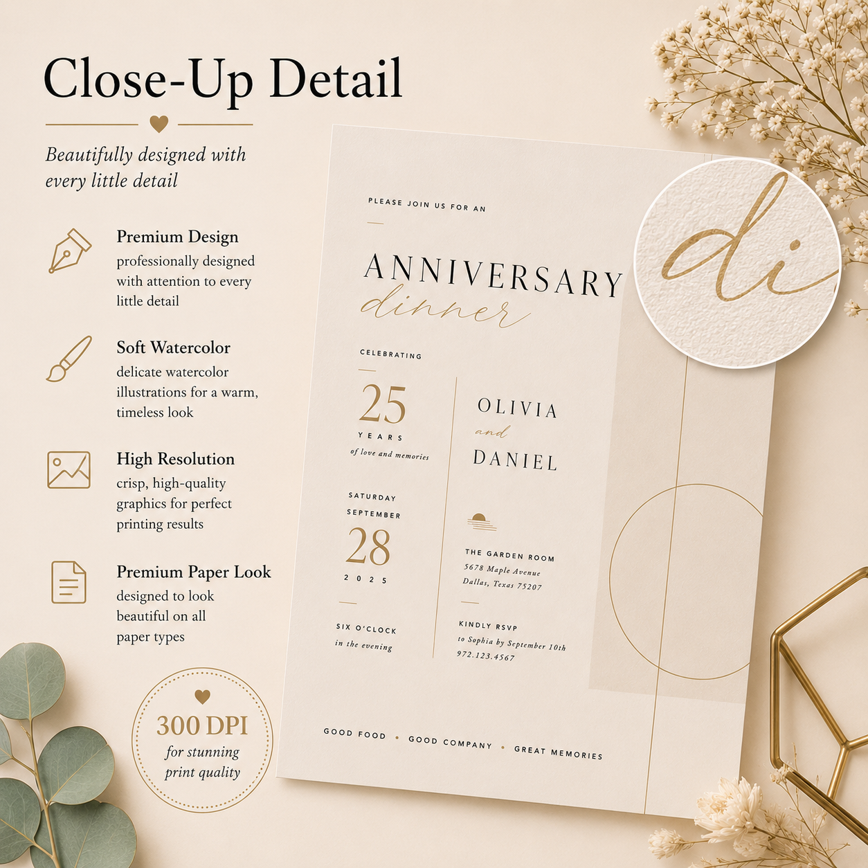 Anniversary Dinner Invitation Template – Elegant Minimal