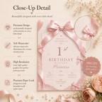 Pink Bow 1st Birthday Invitation Girl – Coquette