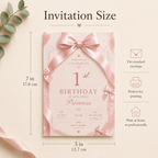 Pink Bow 1st Birthday Invitation Girl – Coquette