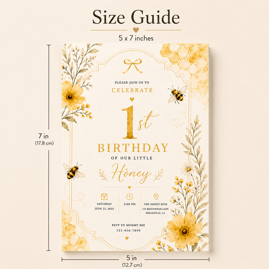 Bee First Birthday Invitation