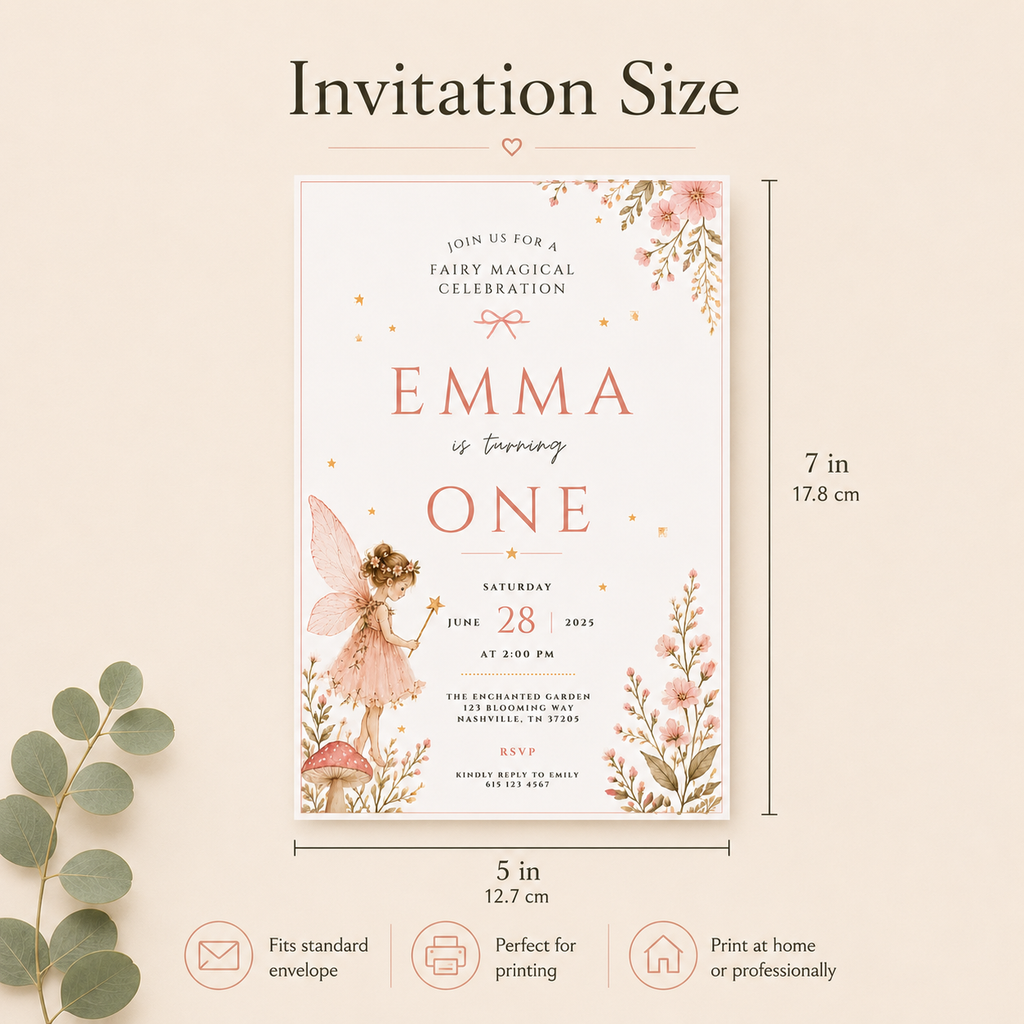 Fairy First Birthday Invitation – Magical Garden
