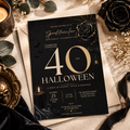 Milestone Birthday Halloween Invitation - Dark Gold & Cream