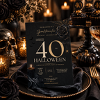 Milestone Birthday Halloween Invitation - Dark Gold & Cream