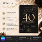 Milestone Birthday Halloween Invitation - Dark Gold & Cream