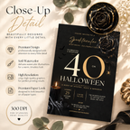 Milestone Birthday Halloween Invitation - Dark Gold & Cream