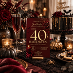 Milestone Birthday Halloween Invitation - Dark Burgundy & Gold