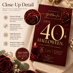 Milestone Birthday Halloween Invitation - Dark Burgundy & Gold