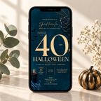 Milestone Birthday Halloween Invitation - Dark Navy & Gold