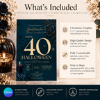 Milestone Birthday Halloween Invitation - Dark Navy & Gold