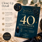 Milestone Birthday Halloween Invitation - Dark Navy & Gold