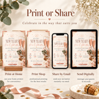 Print-Or-Share: Casual Family NYE Invitation, Champagne Blush Party Invite