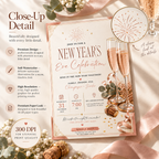Close-Up-Detail: Casual Family NYE Invitation, Champagne Blush Party Invite