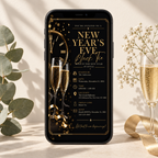 Black Tie NYE Invitation, Elegant Black Silver Formal Party Invite
