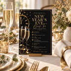 Black Tie NYE Invitation, Elegant Black Silver Formal Party Invite
