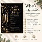 Black Tie NYE Invitation, Elegant Black Silver Formal Party Invite