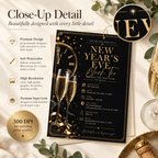 Black Tie NYE Invitation, Elegant Black Silver Formal Party Invite