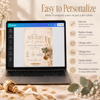Casual Family NYE Invitation, Gold Cream New Year Party Invite