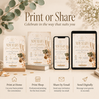 Casual Family NYE Invitation, Gold Cream New Year Party Invite