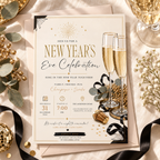 Casual Family NYE Invitation, Rose Gold Cream, Champagne Snacks