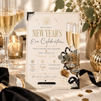 Casual Family NYE Invitation, Rose Gold Cream, Champagne Snacks