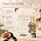 Casual Family NYE Invitation, Rose Gold Cream, Champagne Snacks