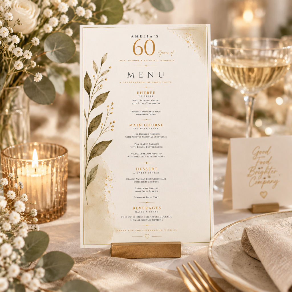 Party Menu Template - Cream & Gold