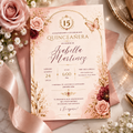 Hero: Quinceañera Invitation – Blush Pink & Gold, elegant editable Canva invitation