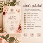 What’s Included: What’s included with the Quinceañera Invitation Blush Pink & Gold