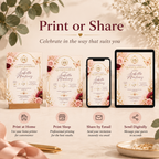 Print or Share: Quinceañera Invitation Blush Pink & Gold, print at home or share digitally