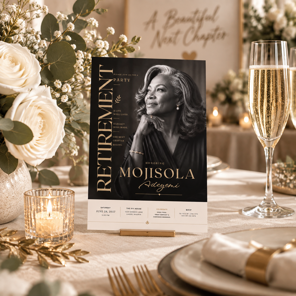 Retirement Party Invitation - Black & Gold