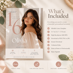 What’s Included: What’s included with the Elegant Sweet 16 Birthday Invitation Beige and Rose Gold