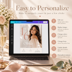 Easy to Personalize: Editing the Elegant Sweet 16 Birthday Invitation Beige and Rose Gold in Canva