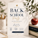 Back to School Party Invitation - Creme & Navy
