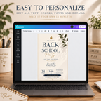 Back to School Party Invitation - Creme & Navy
