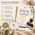 Back to School Party Invitation - Creme & Navy