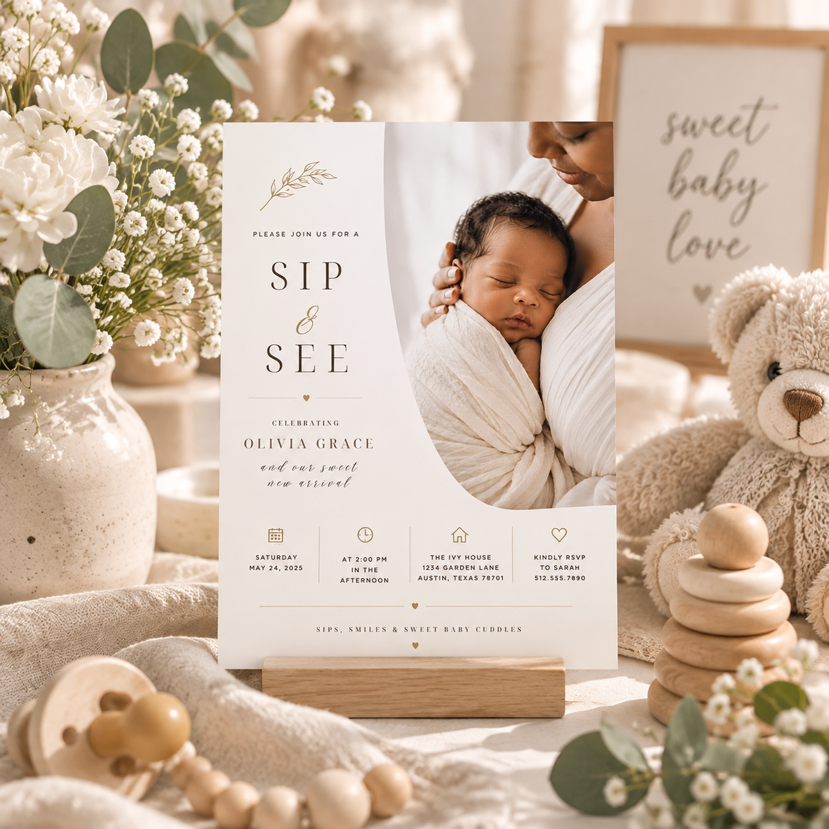 Sip and See Invitation Template