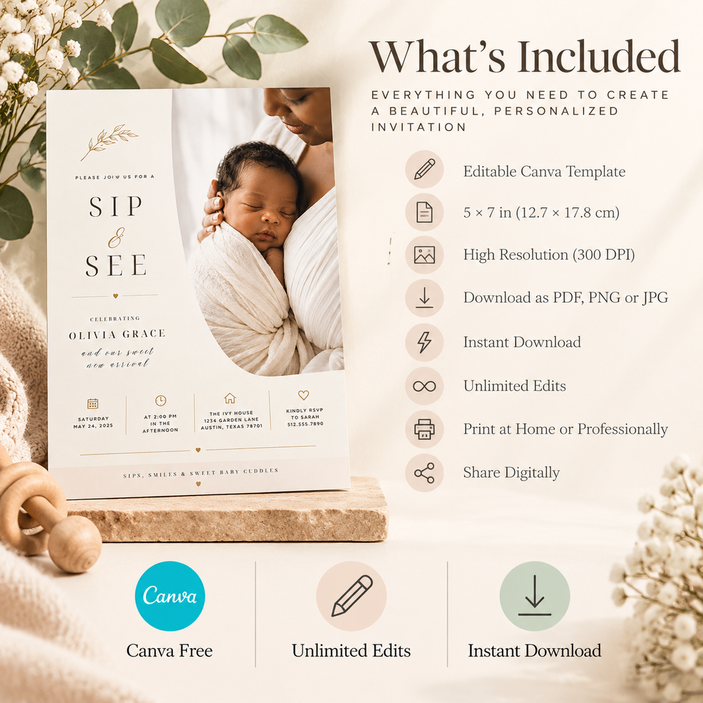 Sip and See Invitation Template