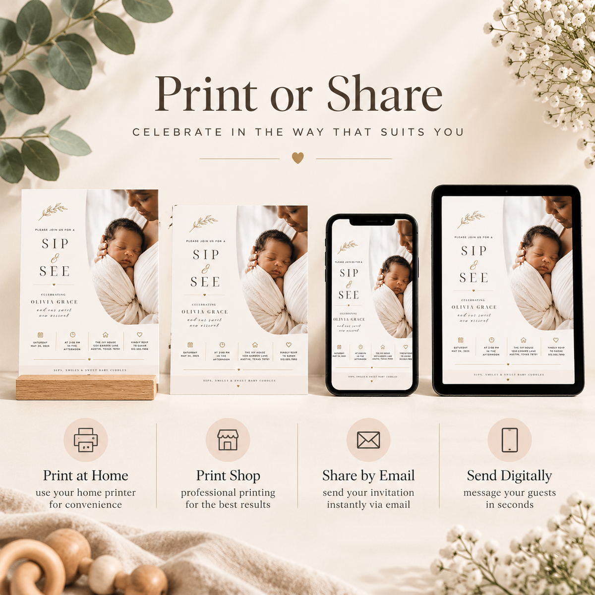 Sip and See Invitation Template
