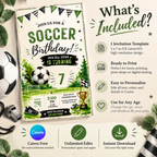 Watercolor Soccer Birthday Invitation