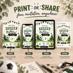Watercolor Soccer Birthday Invitation