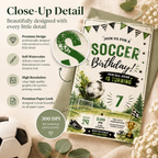 Watercolor Soccer Birthday Invitation