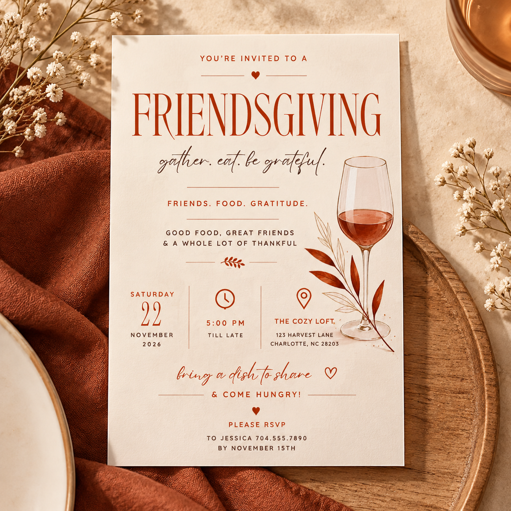 Thanksgiving Dinner Invitation - Cream & Rust
