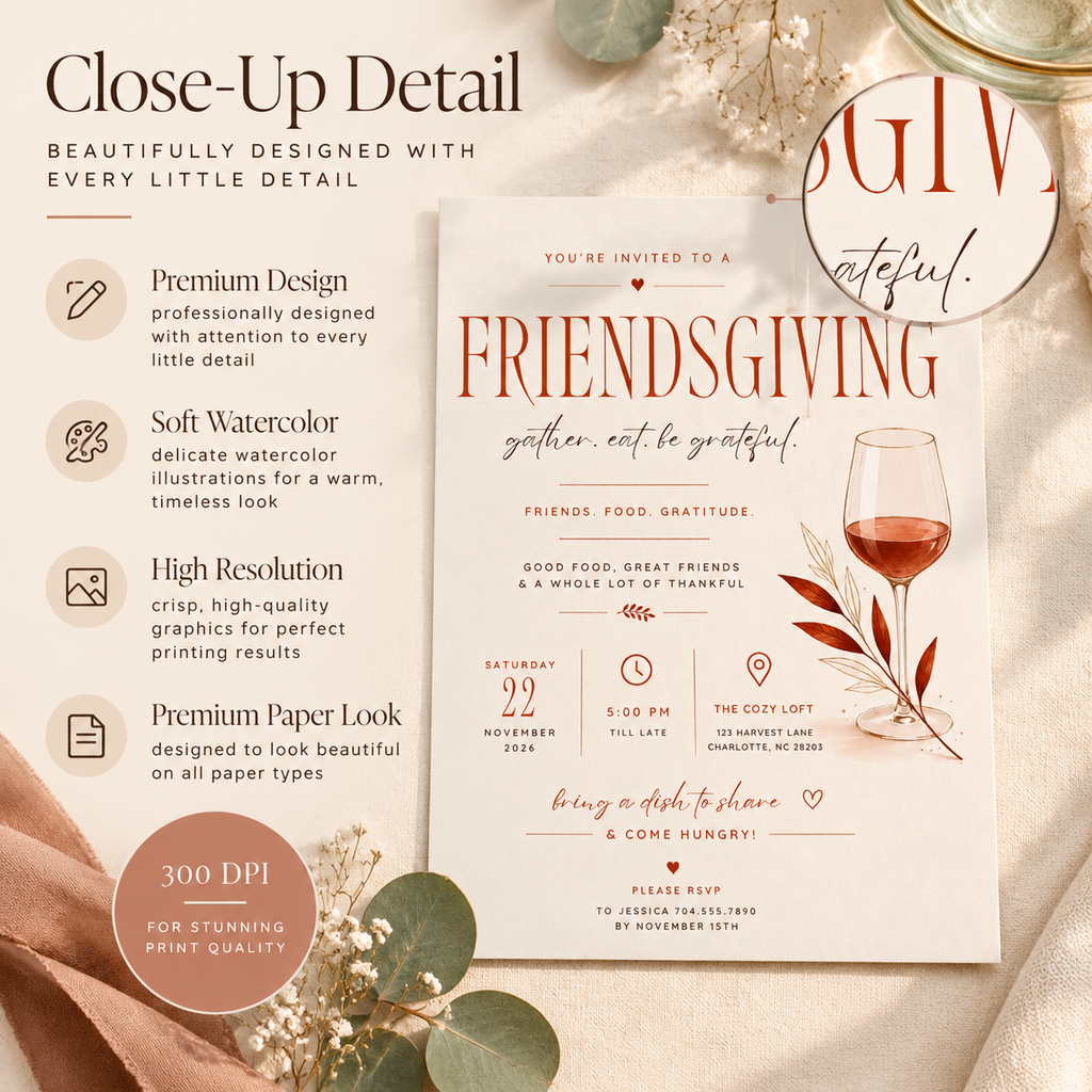 Thanksgiving Dinner Invitation - Cream & Rust