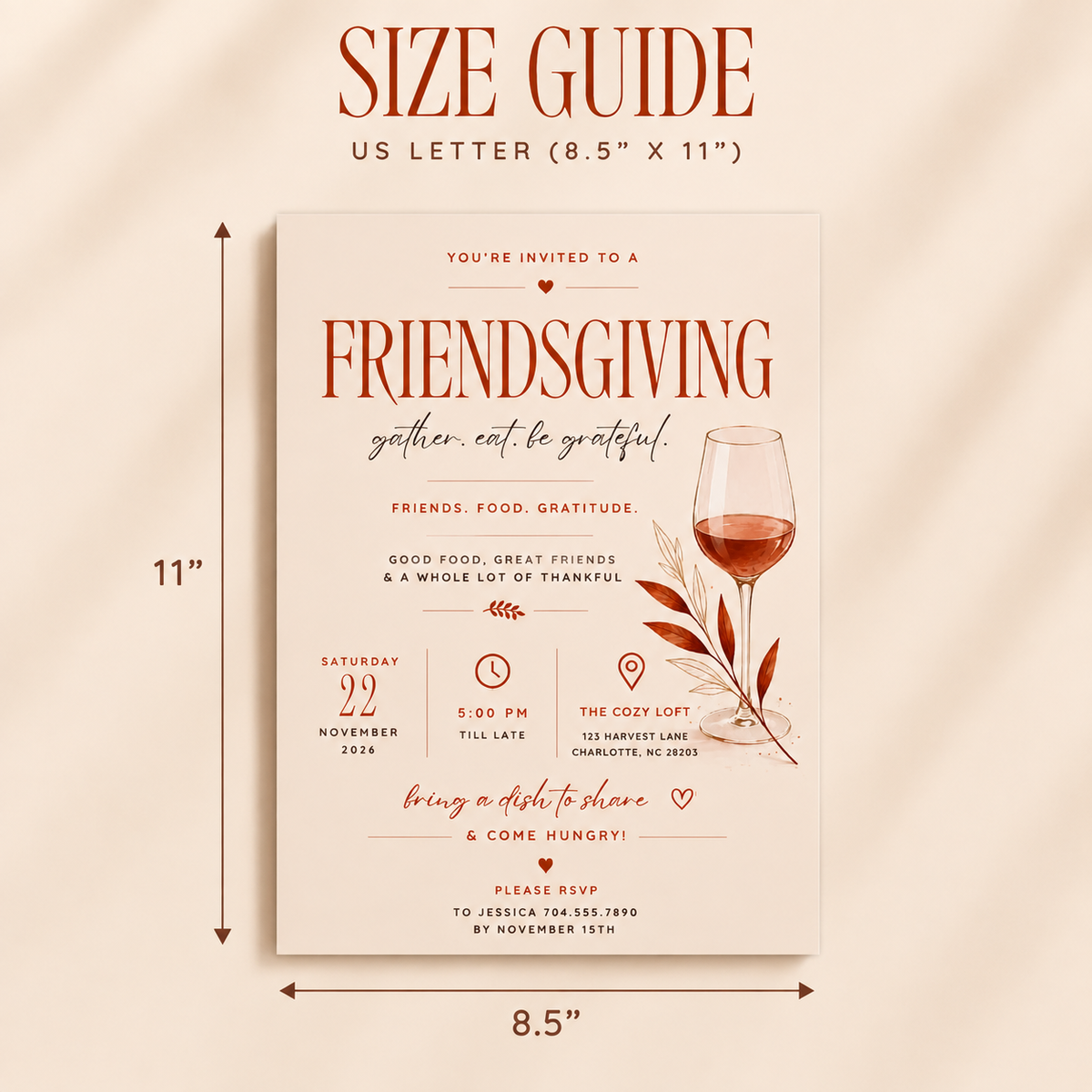 Thanksgiving Dinner Invitation - Cream & Rust