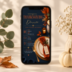 Thanksgiving Dinner Invitation - Navy & Rust