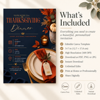 Thanksgiving Dinner Invitation - Navy & Rust