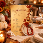Thanksgiving Dinner Invitation - Rust & Gold