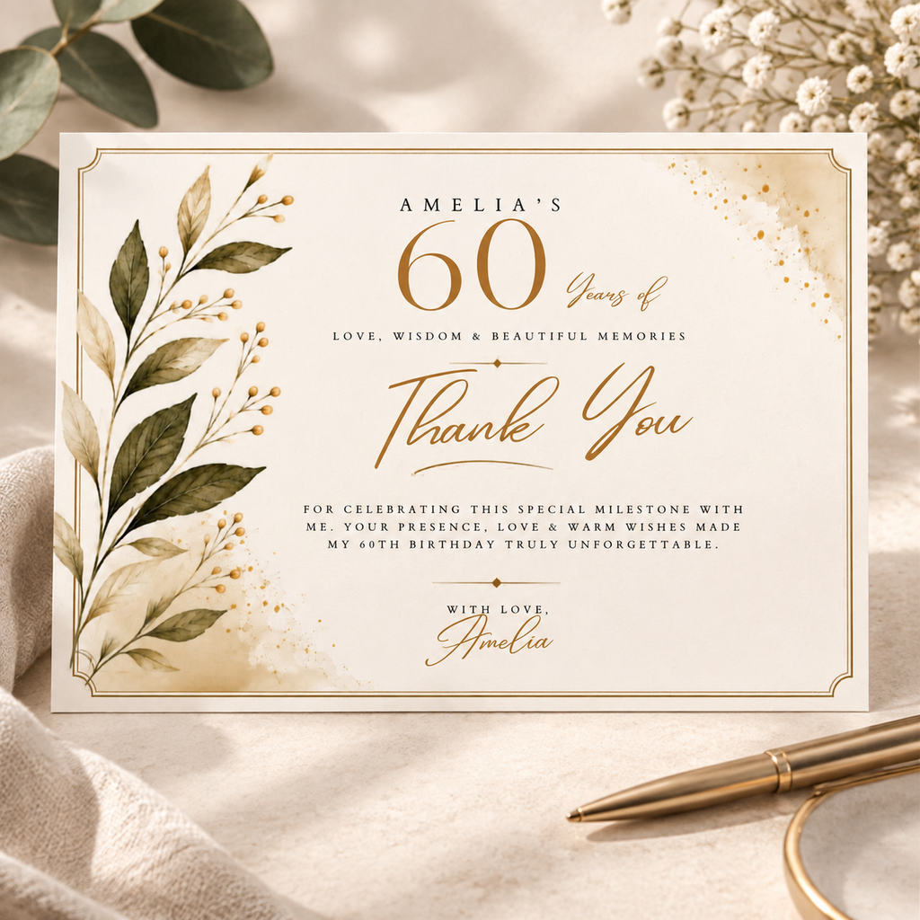 Thank You Card - Cream & Gold